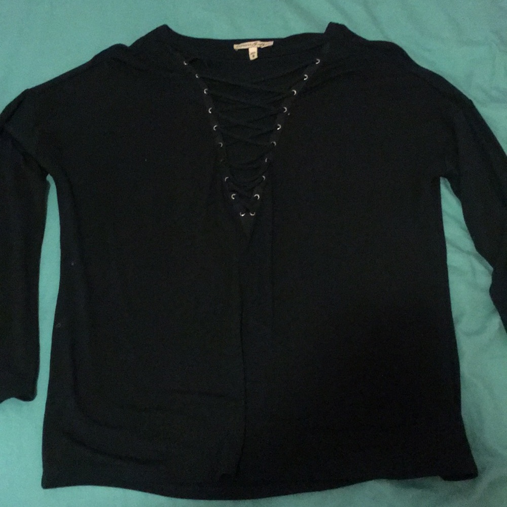Deep v neck long sleeve top